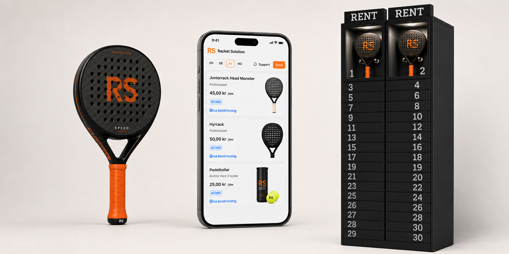 Racket Solution — racket, app och skåp